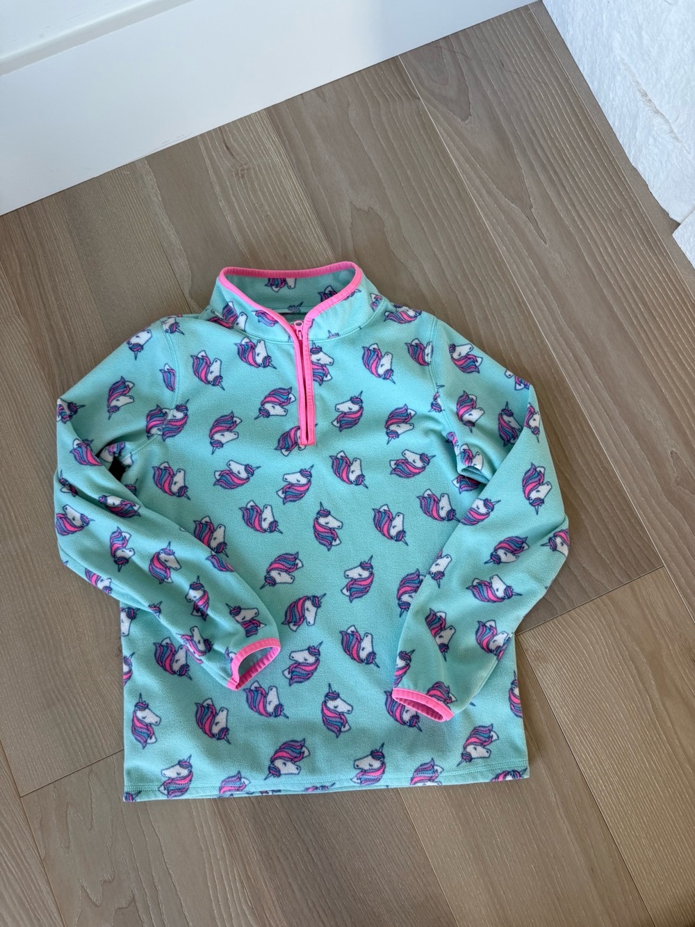 OshKosh B'gosh Mint Unicorn Half-Zip Sweatshirt with Pink Trim